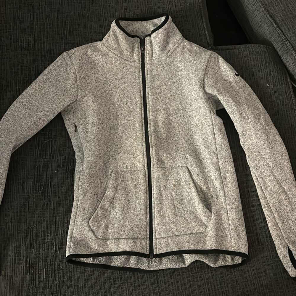 Full-zip Nike fleece jacket — size S — light gray